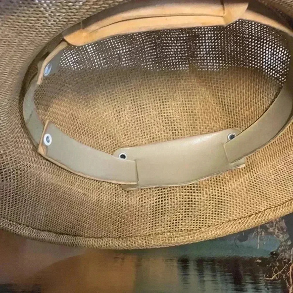 Vintage Pith Helmet Straw Safari Jungle Cruise Hat Ventilated Unisex 60s 70s - Picture 6 of 9